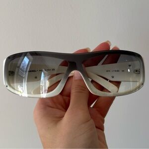 Chanel Gradient Black and White Shield Sunglasses